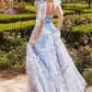 Andrea & Leo Couture - A1332 Printed Floral Layered Tulle Gown - Special Occasion/Curves