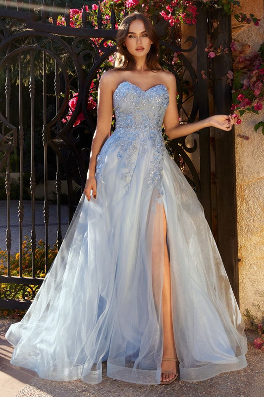 Strapless Sweetheart A-line Leg Slit Formal Evening Gown by Andrea & Leo Couture - A1339 - Special Occasion