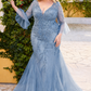 Fitted Lace V-Neckline Mermaid Women Formal Evening Gown by Andrea & Leo Couture A1342 - Special Occasion/Curves