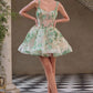 Sequin Floral Print A-line Short Cocktail Dress by Andrea & Leo Couture - A1347 Wren Dress - Short