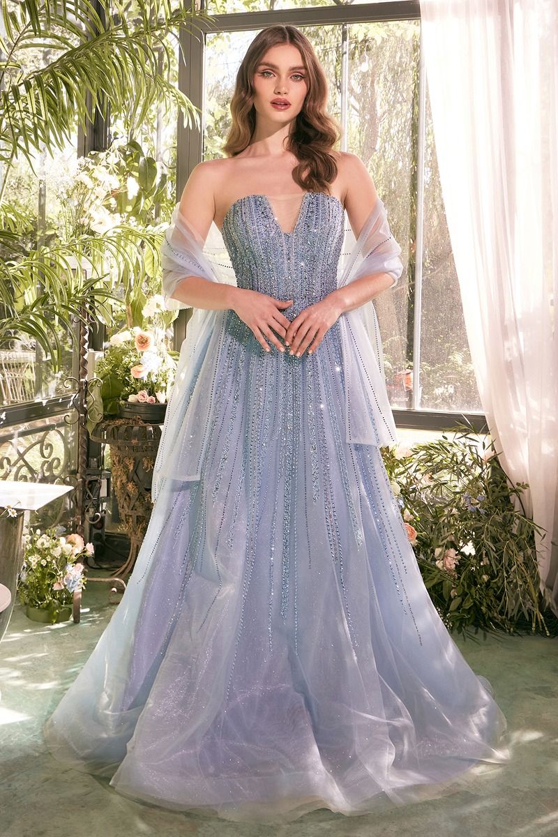 free people royal blue dress Romantic Ice Blue V-Neck Sleeveless Layered Tulle Prom Dress – FancyVestido main image 0