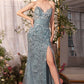 Strapless Sheer Pleated Corset Gown by Andrea and Leo A1396 - Special Occasion