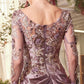 Sequin Illusion Neckline Leg Slit Gown by Andrea and Leo A1403 - Special Occasion/Curves
