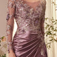 Sequin Illusion Neckline Leg Slit Gown by Andrea and Leo A1403 - Special Occasion/Curves