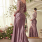 Sequin Illusion Neckline Leg Slit Gown by Andrea and Leo A1403 - Special Occasion/Curves