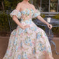 Strapless Puff Sleeves A-Line Tea Length Gown by Andrea and Leo A1406 - Special Occasion