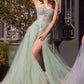 Lace Applique Sweetheart Leg Slit Gown by Andrea and Leo A1415 - Special Occasion