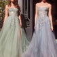 Lace Applique Sweetheart Leg Slit Gown by Andrea and Leo A1415 - Special Occasion