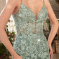 Beaded Plunging Neckline Mermaid Gown by Andrea and Leo A1421 - Special Occasion