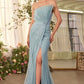 Pearl Beaded Tulle Leg Slit Gown by Andrea and Leo A1436 - Special Occasion/Curves