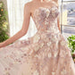 Strapless Floral Applique A-Line Gown by Andrea and Leo A1453 - Special Occasion