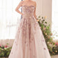 Strapless Embroidery A-Line Corset Gown by Andrea and Leo A1455 - Special Occasion