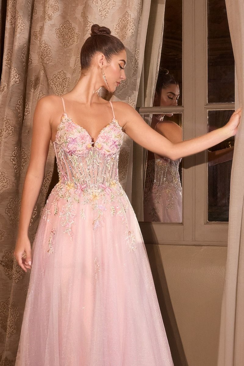 Glitter Deep V-Neckline A-Line Gown by Andrea and Leo A1477 - Special Occasion