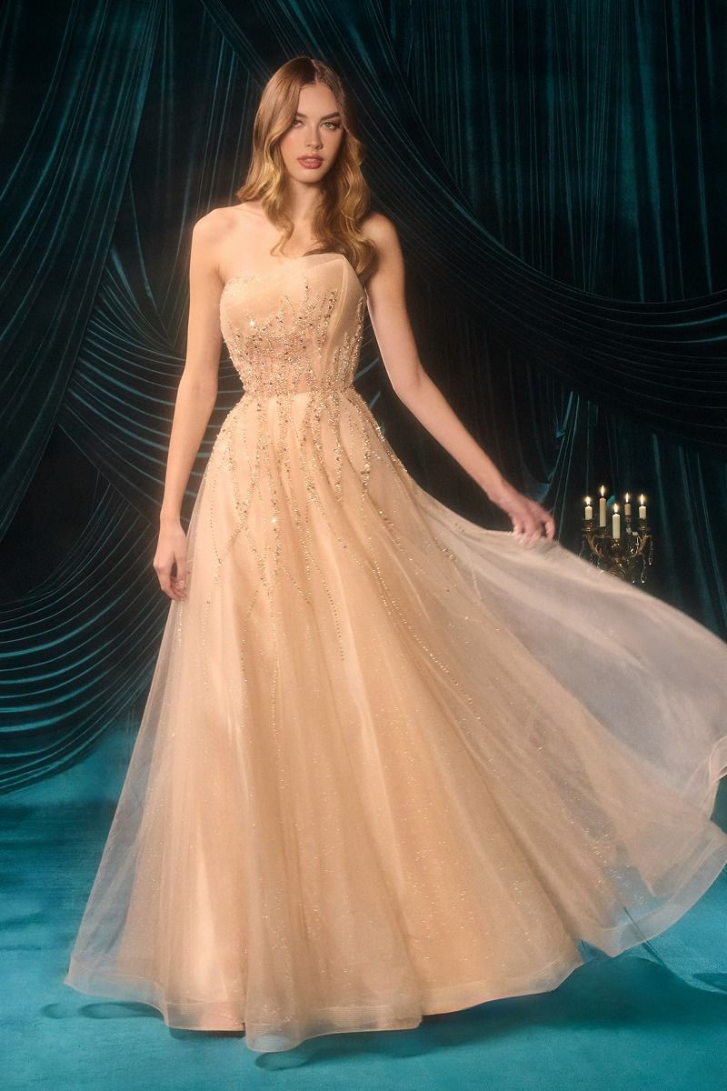 Strapless Soft Floral A-Line Gown by Andrea and Leo A1491 - Special Occasion