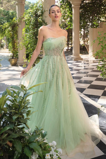 Strapless Soft Floral A-Line Gown by Andrea and Leo A1491 - Special Occasion