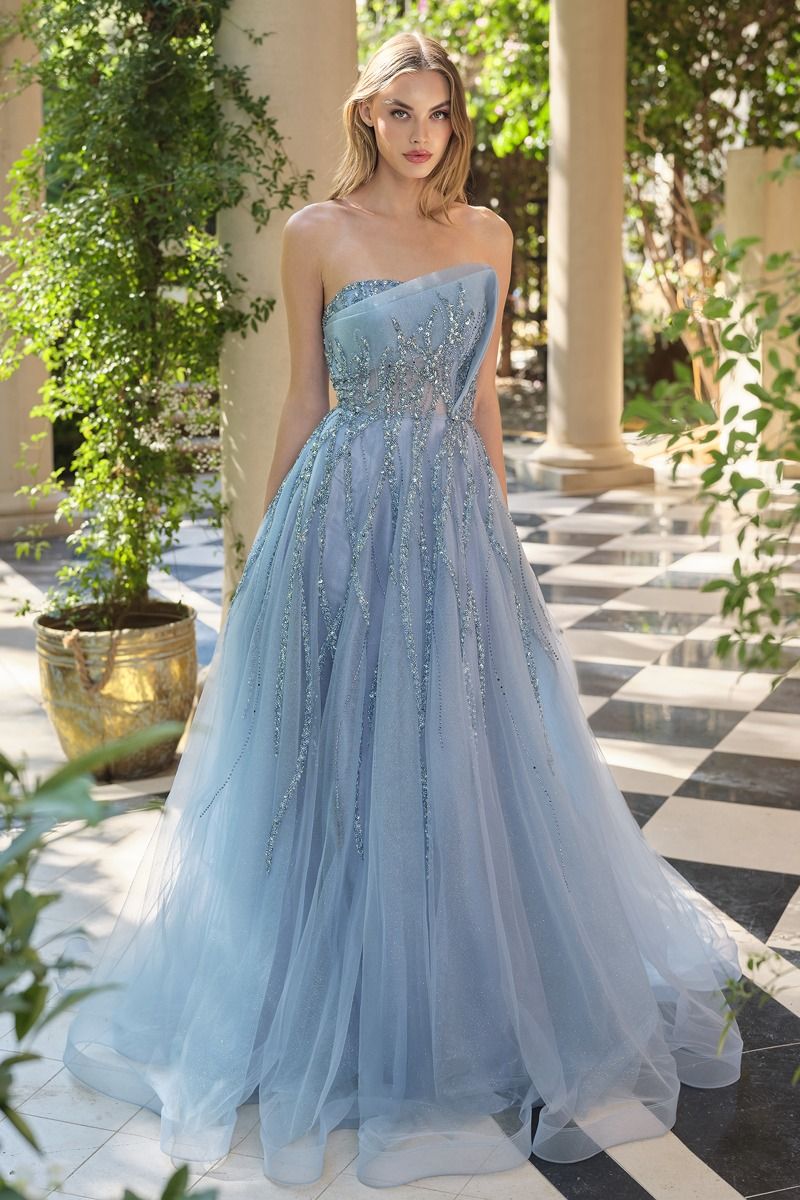 Strapless Soft Floral A-Line Gown by Andrea and Leo A1491 - Special Occasion