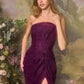 Strapless Draped Bodice Leg Slit Gown by Andrea and Leo A1497 - Special Occasion