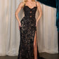 Floral Lace Bodice Leg Slit Gown by Andrea and Leo A1499 - Special Occasion