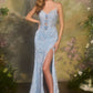 Floral Lace Bodice Leg Slit Gown by Andrea and Leo A1499 - Special Occasion