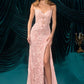 Floral Lace Bodice Leg Slit Gown by Andrea and Leo A1499 - Special Occasion