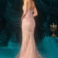 3D Floral Applique Sheath Gown by Andrea and Leo A1500 - Special Occasion