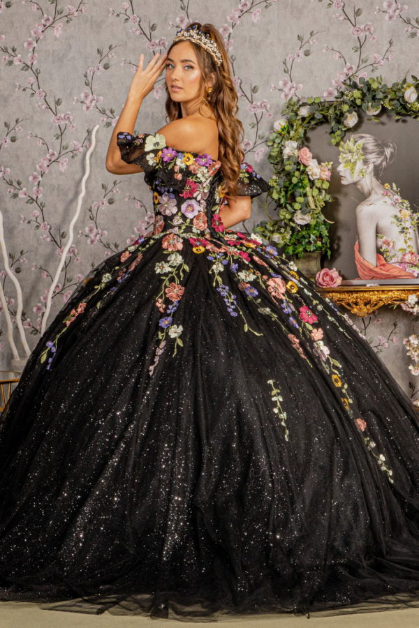 3-D Flower Applique Sweetheart Quinceanera Dress by Elizabeth K - GL3177