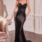 Embellished V-Neckline Thin Straps Gown By Ladivine CD776 - Women Evening Formal Gown - Special Occasion/Curves