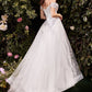 Lace & Tulle Sweetheart Neckline A-Line Gown by Cinderella Divine C159W - Special Occasion