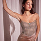 Satin Scoop Neckline Leg Slit Gown By Ladivine C161 - Women Evening Formal Gown - Special Occasion/Curves