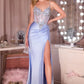 Plunging Neckline Leg Slit Gown By Ladivine C171 - Women Evening Formal Gown - Special Occasion