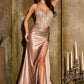 Plunging Neckline Leg Slit Gown By Ladivine C171 - Women Evening Formal Gown - Special Occasion