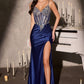 Plunging Neckline Leg Slit Gown By Ladivine C171 - Women Evening Formal Gown - Special Occasion