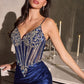 Plunging Neckline Leg Slit Gown By Ladivine C171 - Women Evening Formal Gown - Special Occasion