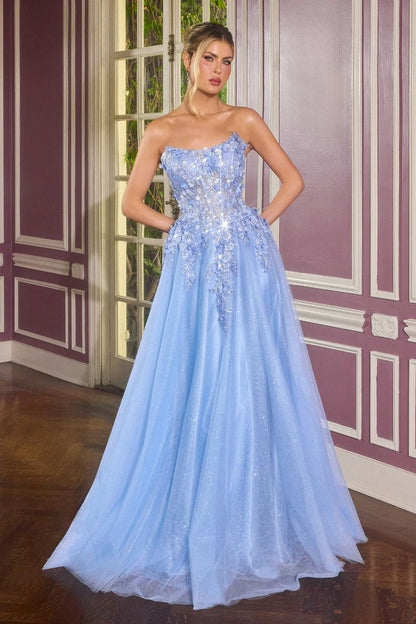 Scoop Neckline A-Line Gown By Ladivine C174 - Women Evening Formal Gown - Special Occasion