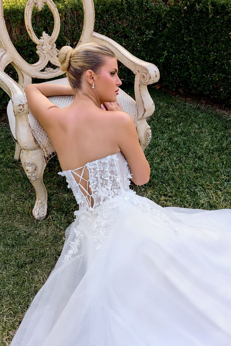 3D Floral Sweetheart Neckline Bridal Gown By Ladivine C174W - Women Evening Formal Gown
