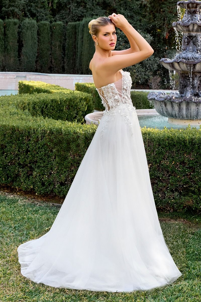 3D Floral Sweetheart Neckline Bridal Gown By Ladivine C174W - Women Evening Formal Gown