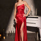 Satin One Shoulder Neckline Gown By Ladivine CA122 - Women Evening Formal Gown - Special Occasion