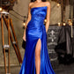 Satin One Shoulder Neckline Gown By Ladivine CA122 - Women Evening Formal Gown - Special Occasion