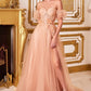 Off The Shoulder Strapless Floral Ballgown with Puff Sleeves by Cinderella Divine CB080 - Special Occasion