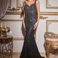 Fitted Hot Stone Satin Gown By Ladivine CB119 - Women Evening Formal Gown - Special Occasion