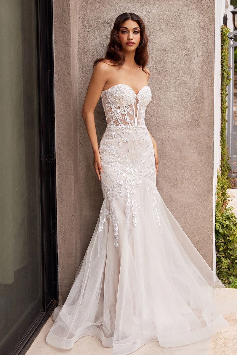 Embellished Strapless Mermaid Bridal Gown by Cinderella Divine CB126W