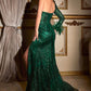 One Shoulder Glitter Printed Gown By Ladivine CB131 - Women Evening Formal Gown - Special Occasion
