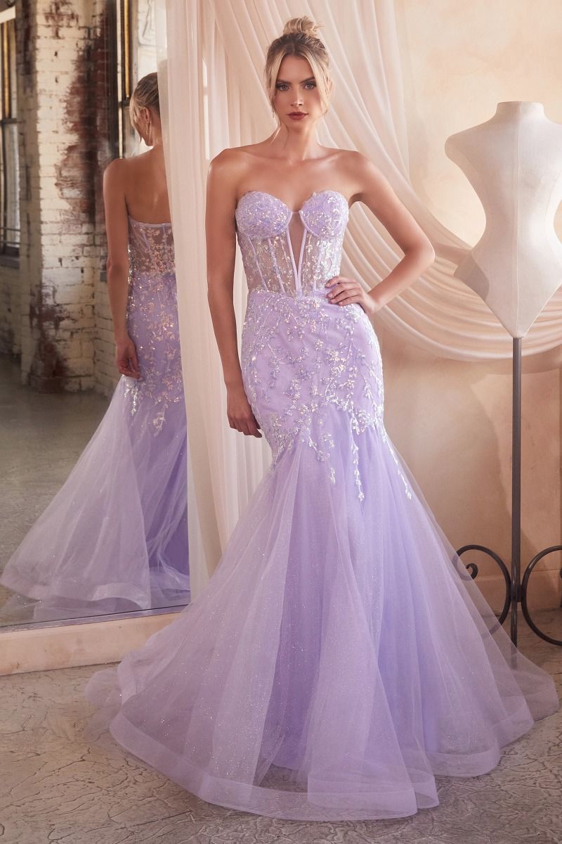 cinderella mermaid wedding dress Embellished Strapless Mermaid Gown by Cinderella Divine CB139