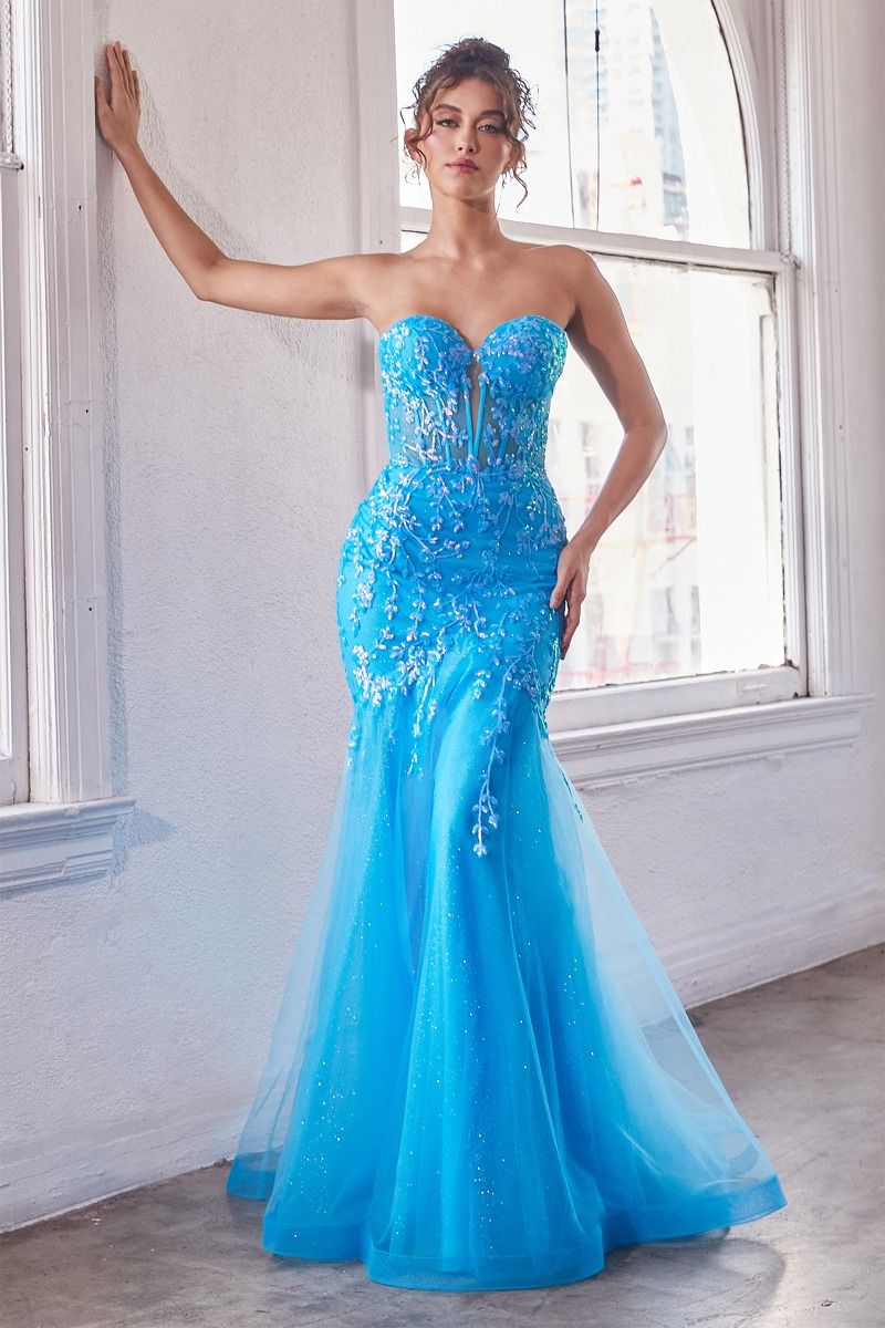 Embellished Strapless Mermaid Gown by Cinderella Divine CB139 - Special Occasion