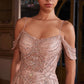Embellished Off Shoulder A-Line Gown by Cinderella Divine CB147 -  Special Occasion/Curves