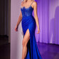 Embellished Hot Stone Stretch Satin Gown by Cinderella Divine CB156 - Special Occasion/Curves