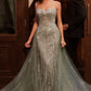 Strapless Crystal Layered Tulle Gown By Ladivine CB158 - Women Evening Formal Gown - Special Occasion