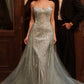 Strapless Crystal Layered Tulle Gown By Ladivine CB158 - Women Evening Formal Gown - Special Occasion