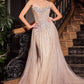 Strapless Crystal Layered Tulle Gown By Ladivine CB158 - Women Evening Formal Gown - Special Occasion