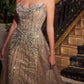 Strapless Crystal Layered Tulle Gown By Ladivine CB158 - Women Evening Formal Gown - Special Occasion